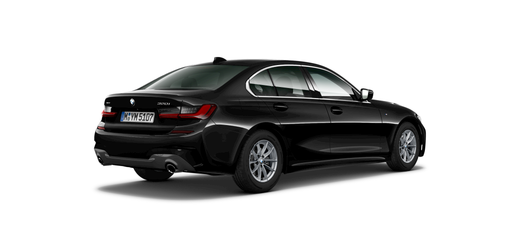 BMW BMW 3er in Schwarz von hinten