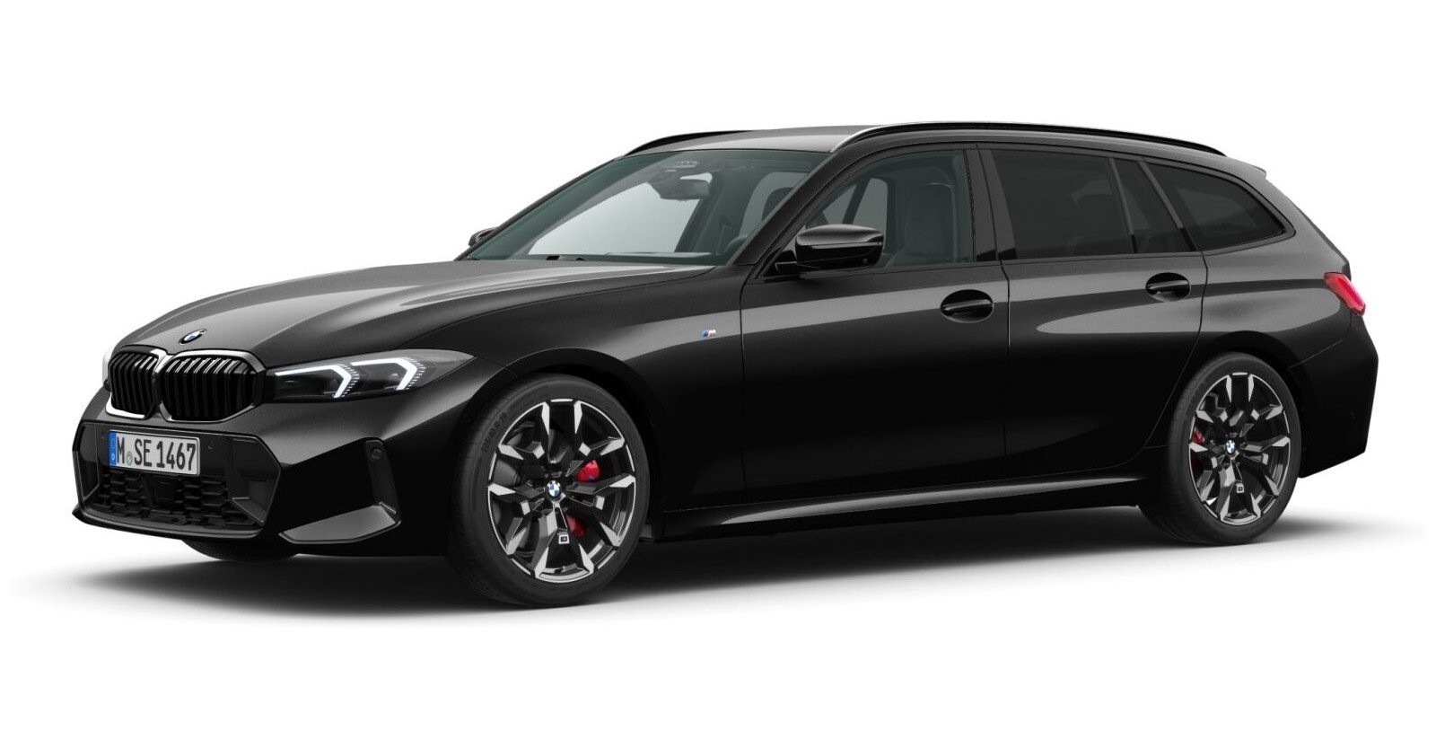 BMW 320d Touring in Schwarz von vorne BMW 320d Touring in Schwarz von vorne