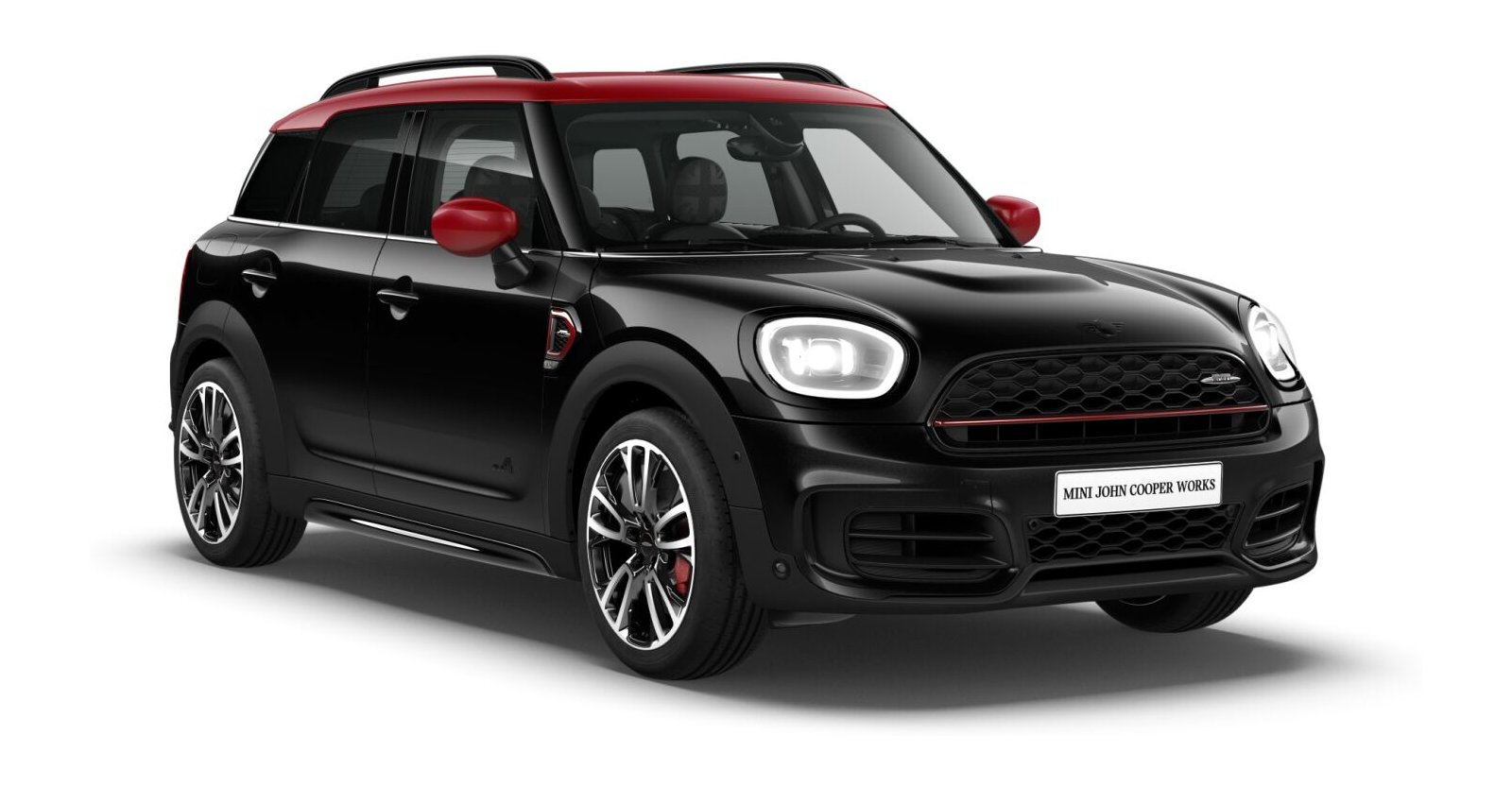MINI JCW Countryman ALL4 in Schwarz von vorne MINI JCW Countryman ALL4 in Schwarz von vorne