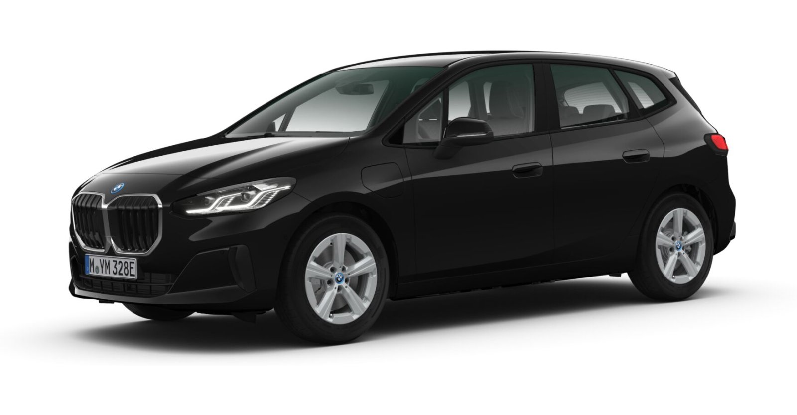 BMW 225e xDrive Active Tourer in Schwarz von vorne BMW 225e xDrive Active Tourer in Schwarz von vorne