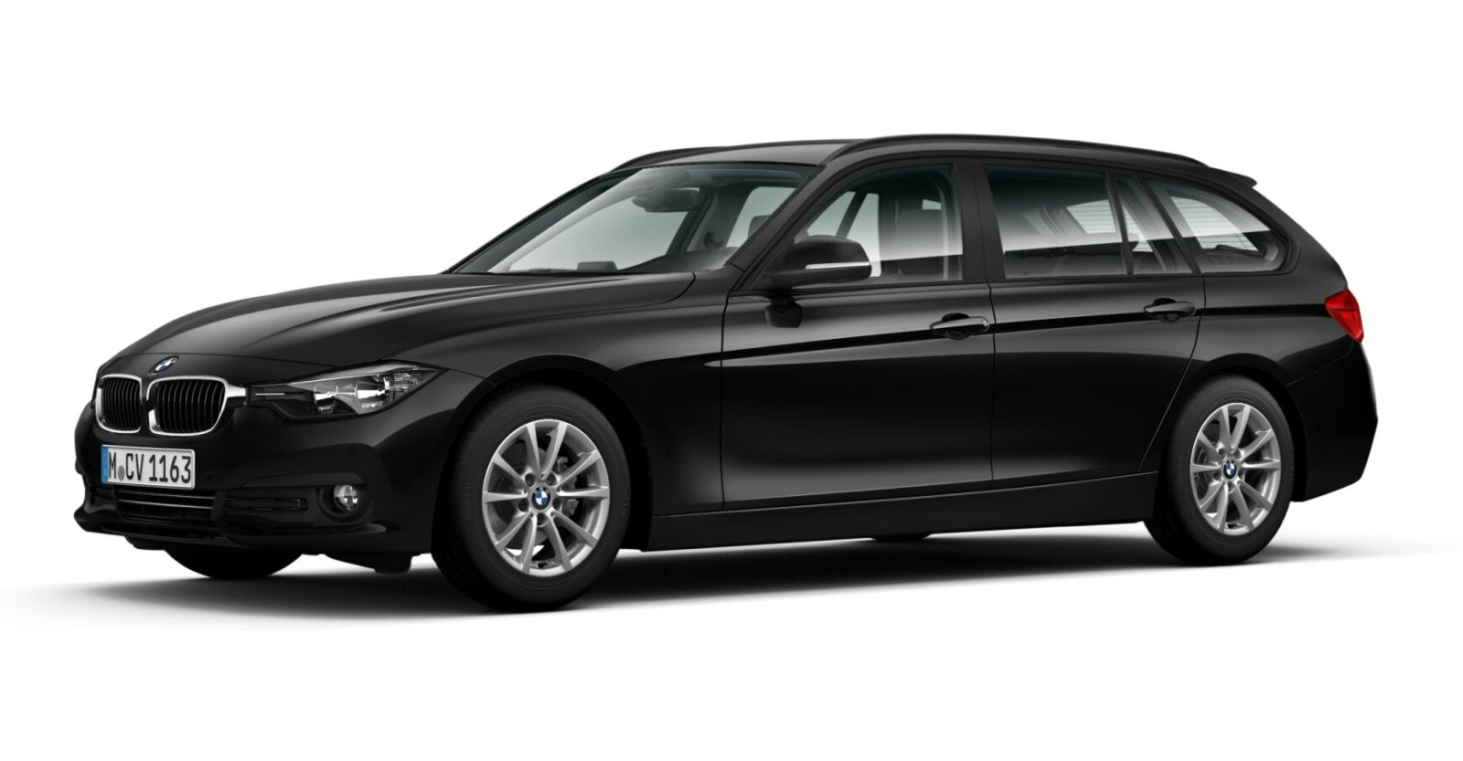 BMW 320d ed Touring in Schwarz von vorne