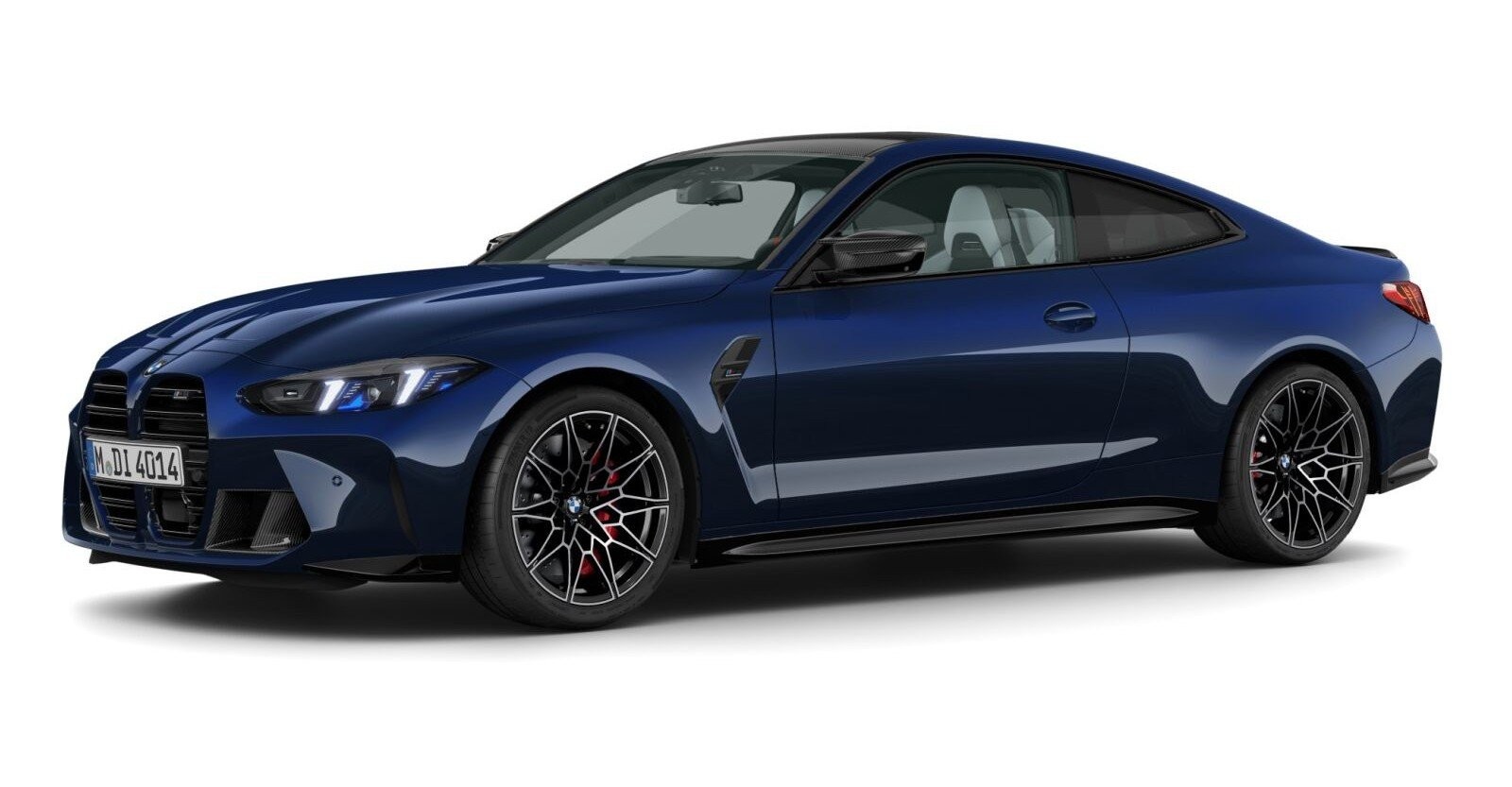 BMW M4 Competition Coupé mit M xDrive in Blau von vorne BMW M4 Competition Coupé mit M xDrive in Blau von vorne
