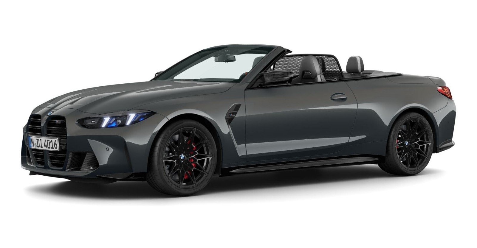 BMW M4 Competition Cabrio mit M xDrive in Grau von vorne BMW M4 Competition Cabrio mit M xDrive in Grau von vorne