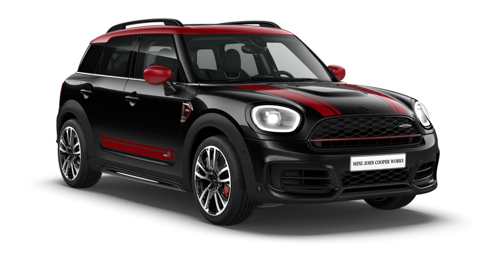 MINI JCW Countryman ALL4 in Schwarz von vorne MINI JCW Countryman ALL4 in Schwarz von vorne