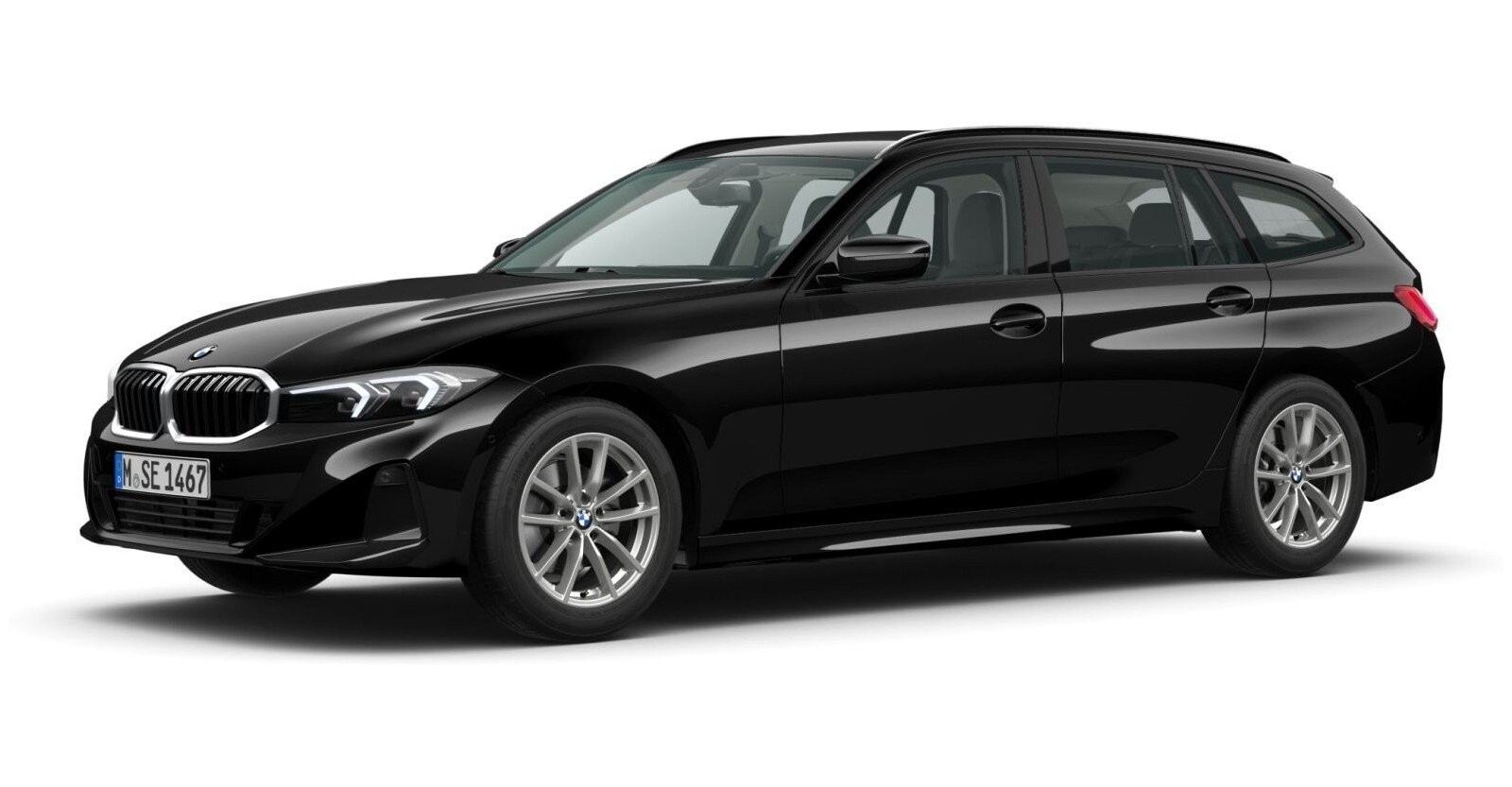 BMW 318i Touring in Schwarz von vorne BMW 318i Touring in Schwarz von vorne