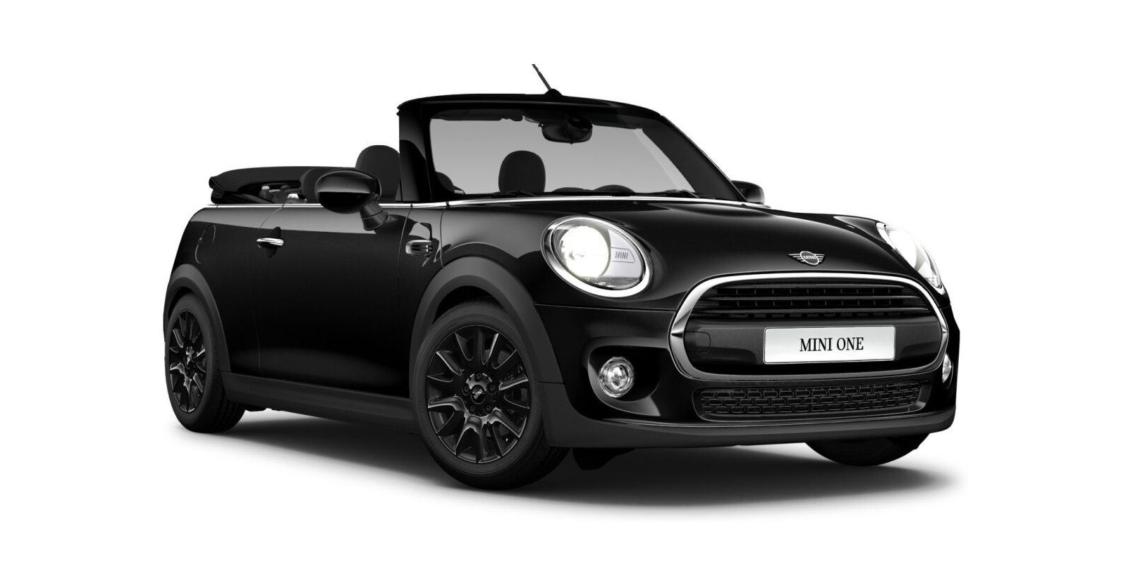 MINI One Cabrio in Schwarz von vorne MINI One Cabrio in Schwarz von vorne