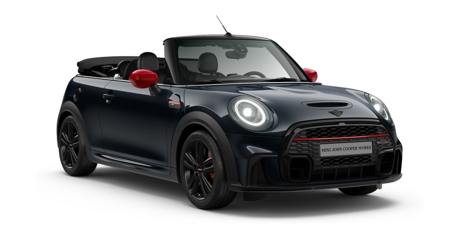 MINI JCW Cabrio in Schwarz von vorne