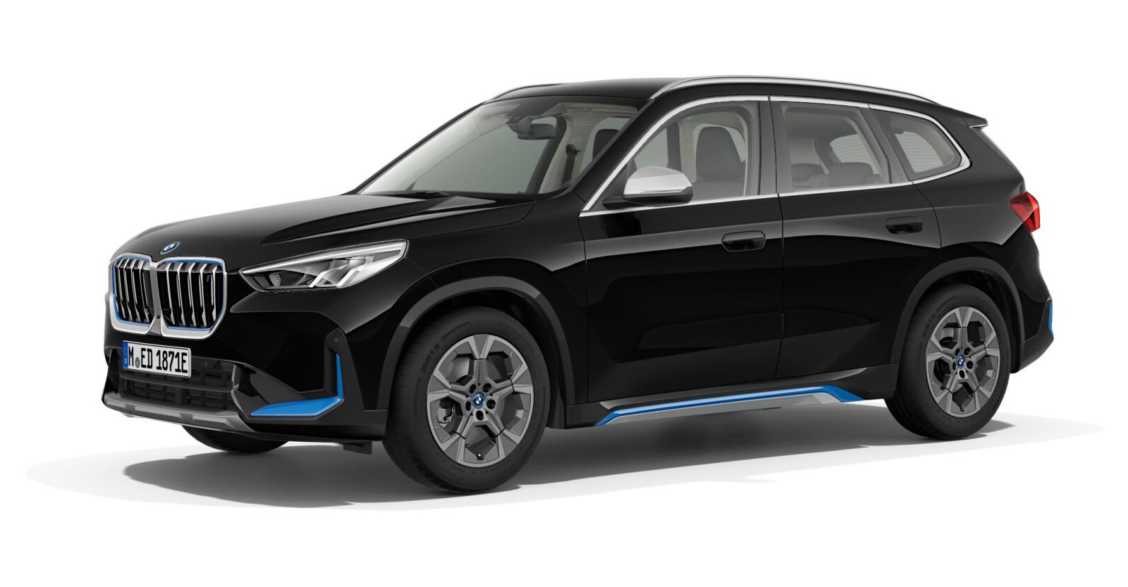 BMW iX1 xDrive30 in Schwarz von vorne