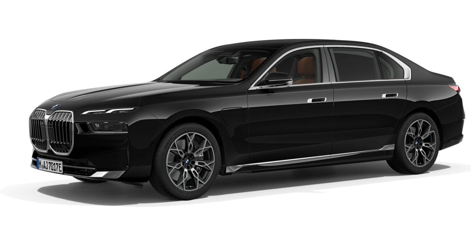 BMW 750e xDrive Limousine in Schwarz von vorne BMW 750e xDrive Limousine in Schwarz von vorne