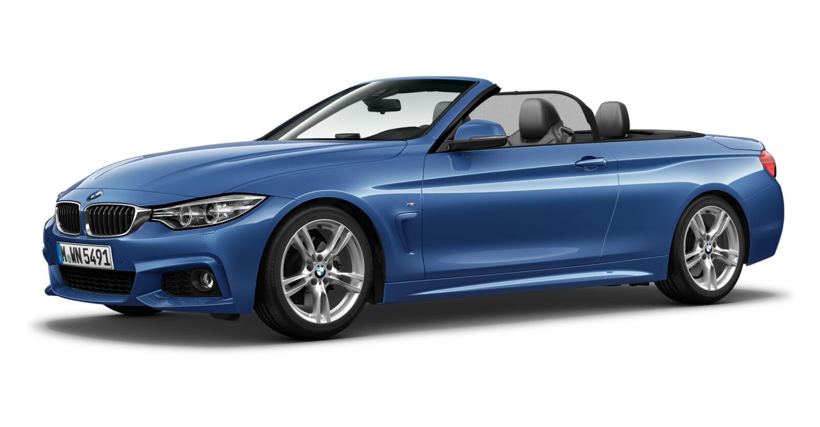 BMW 430d Cabrio in Blau von vorne