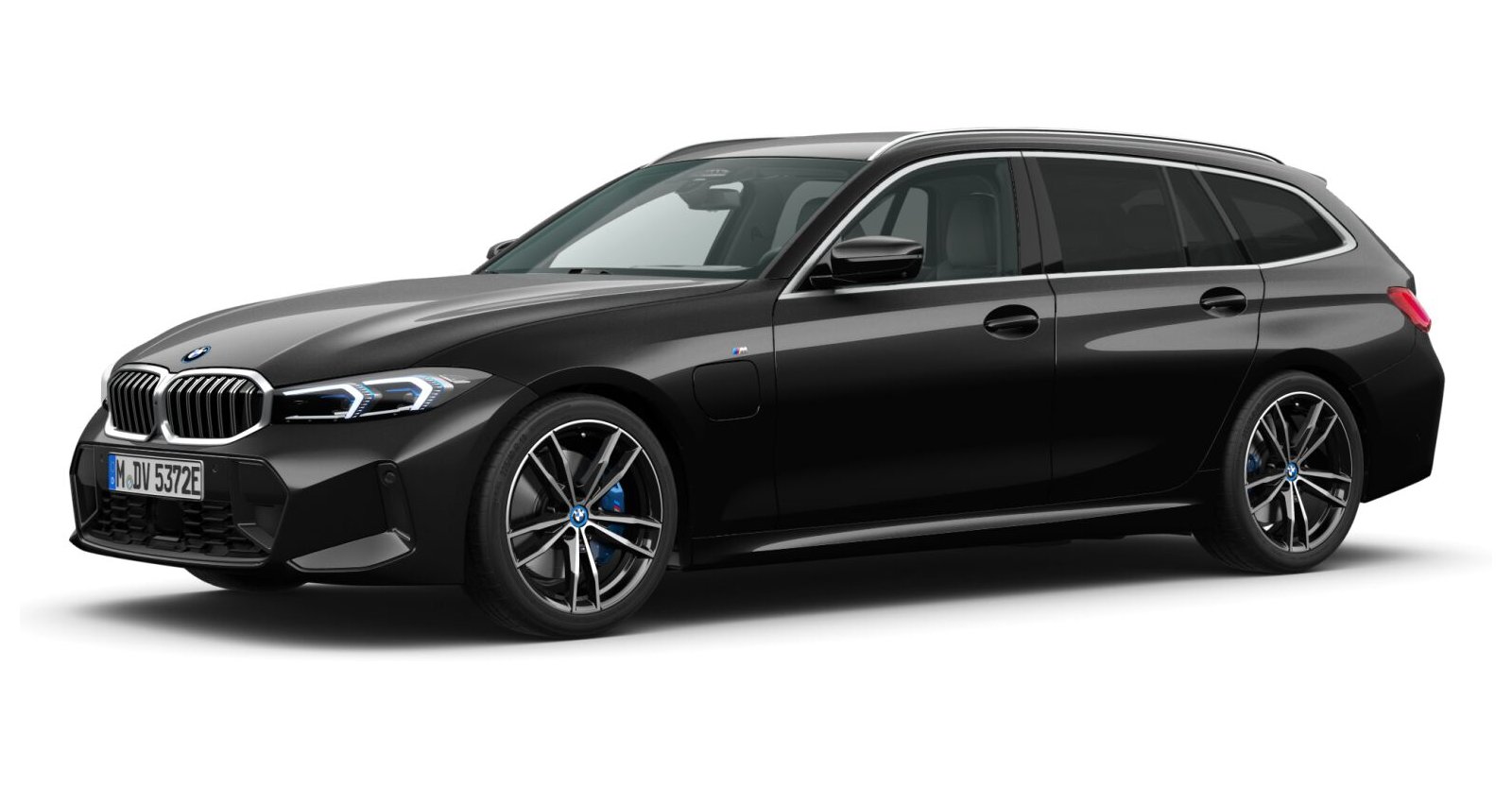 BMW 330e xDrive Touring in Schwarz von vorne BMW 330e xDrive Touring in Schwarz von vorne