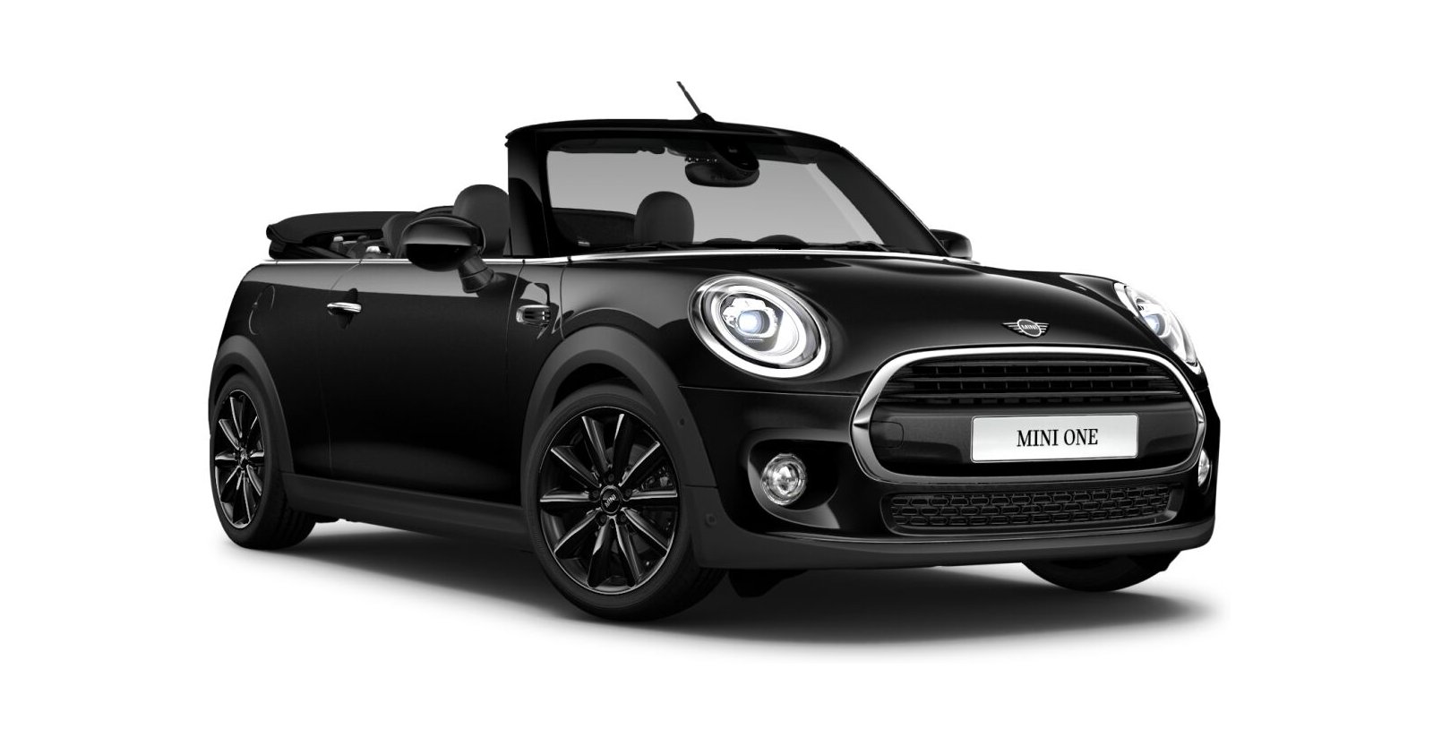 MINI One Cabrio in Schwarz von vorne