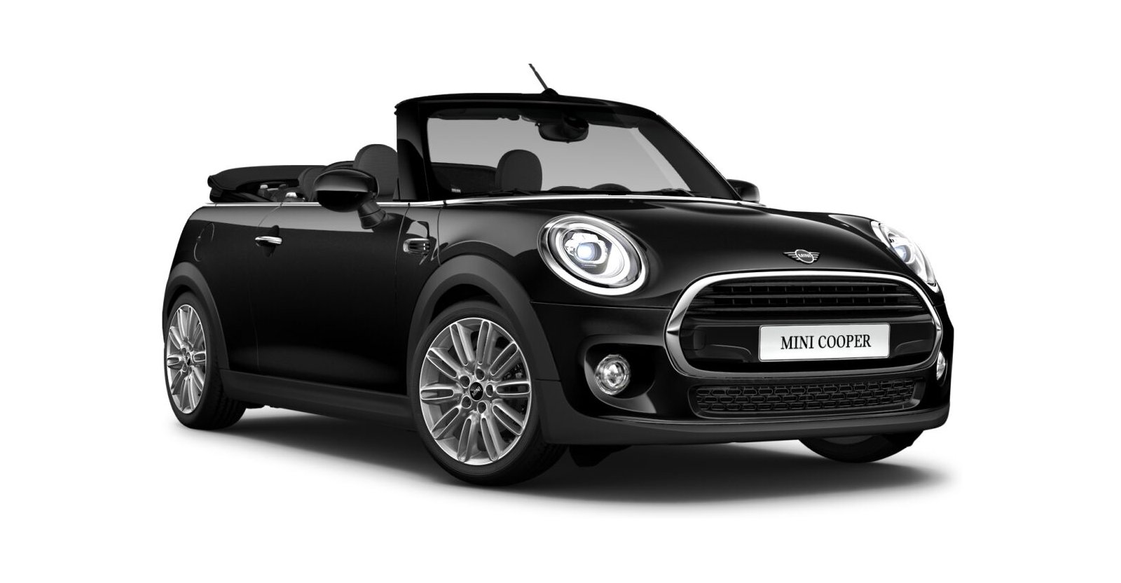 MINI Cooper Cabrio in Schwarz von vorne MINI Cooper Cabrio in Schwarz von vorne