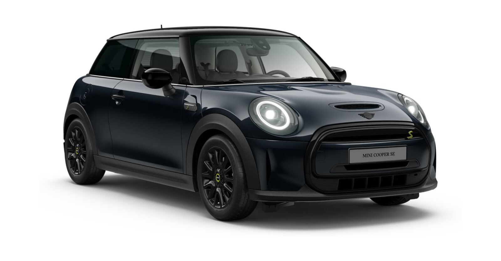 MINI Cooper SE in Schwarz von vorne MINI Cooper SE in Schwarz von vorne
