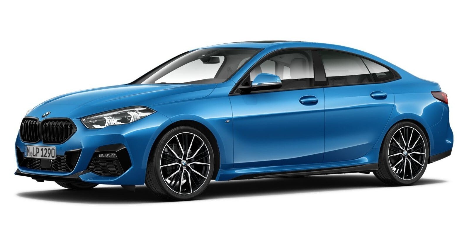 BMW 218i Gran Coupé in Blau von vorne