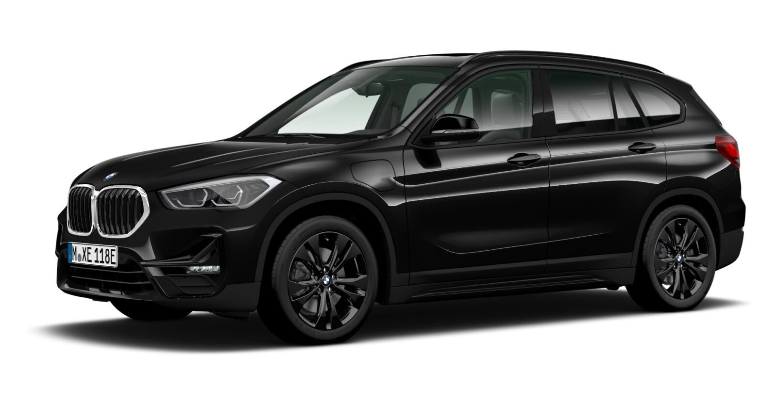 BMW X1 xDrive25e in Schwarz von vorne