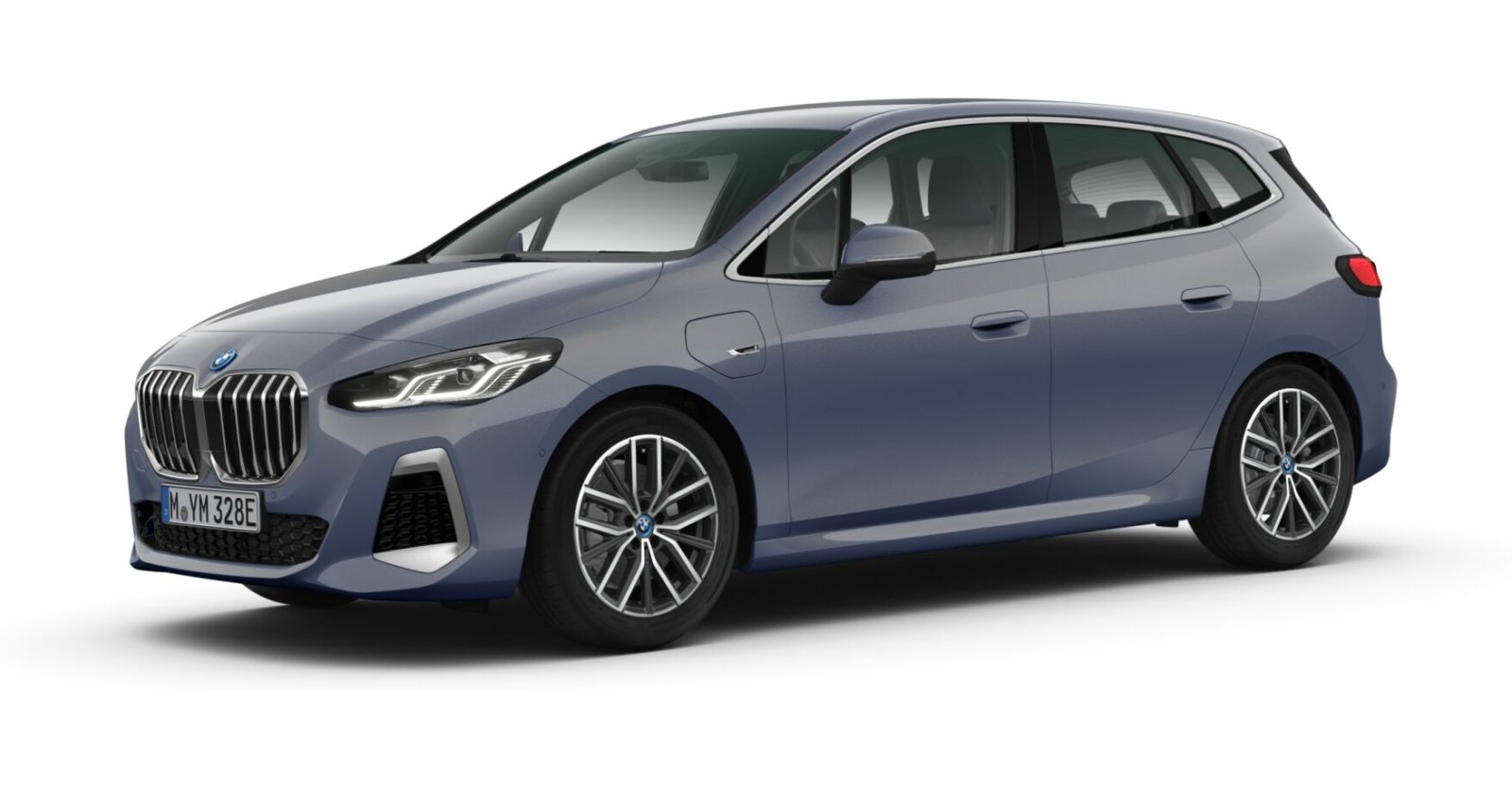 BMW 225e xDrive Active Tourer in Grau von vorne