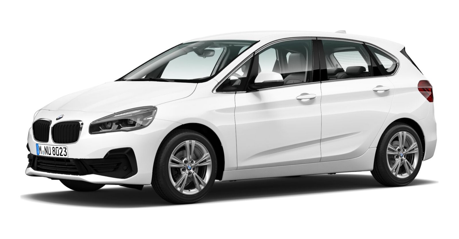 BMW 218d Active Tourer in Weiß von vorne
