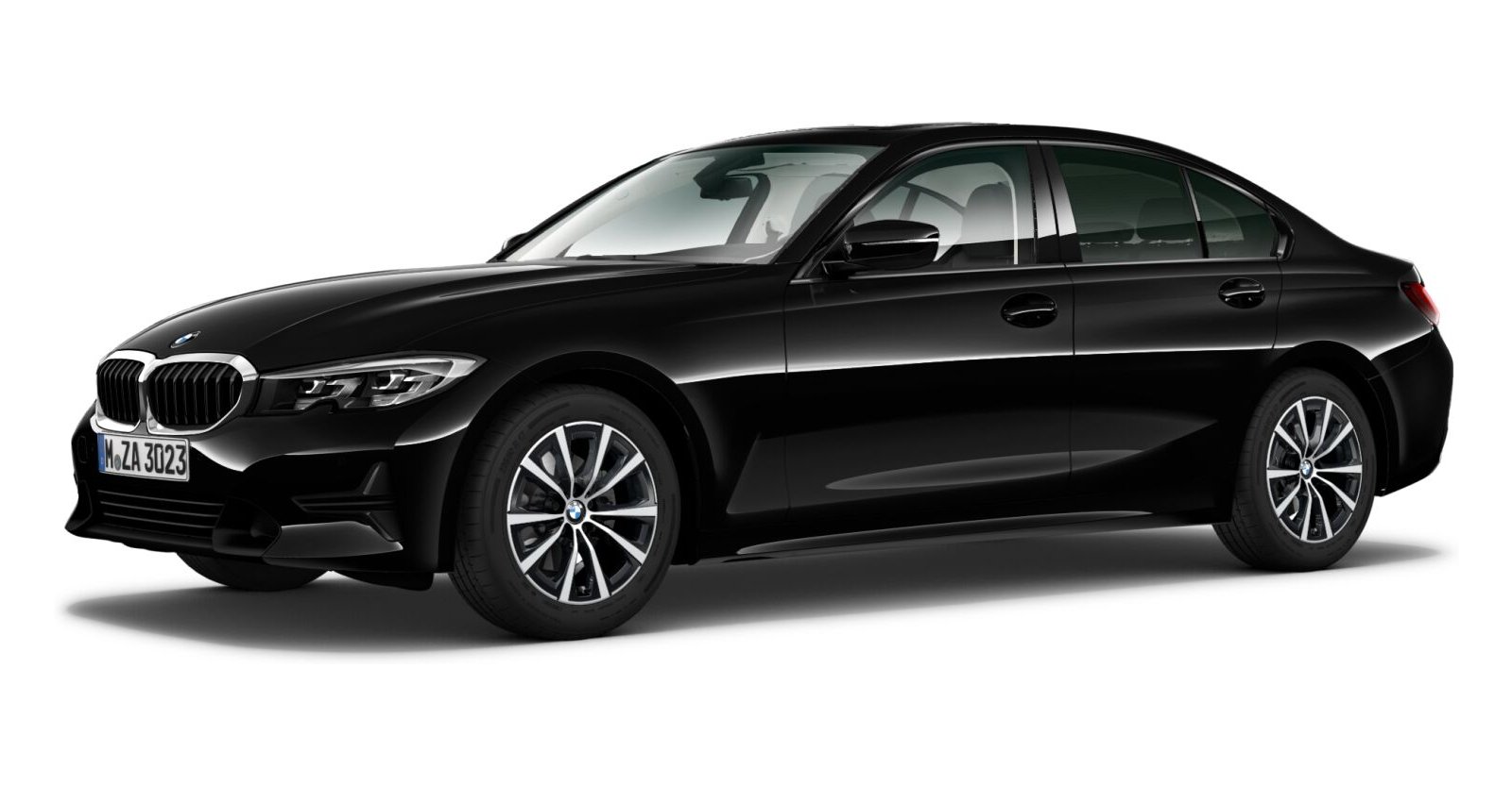 BMW 320d Limousine in Schwarz von vorne BMW 320d Limousine in Schwarz von vorne