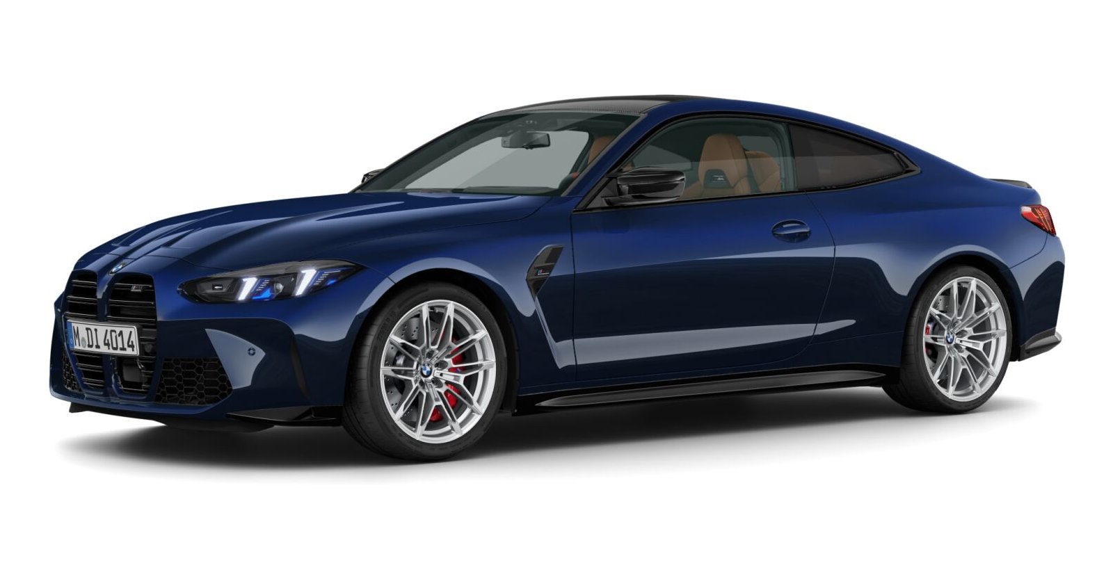 BMW M4 Competition Coupé mit M xDrive in Blau von vorne BMW M4 Competition Coupé mit M xDrive in Blau von vorne