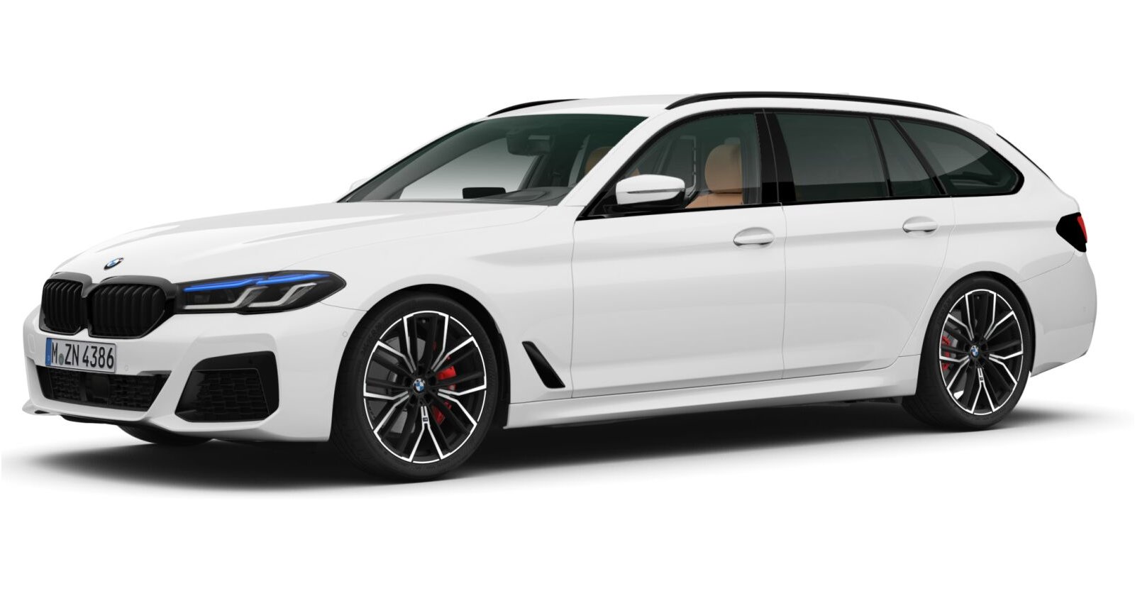 BMW 540d xDrive Touring in Weiß von vorne