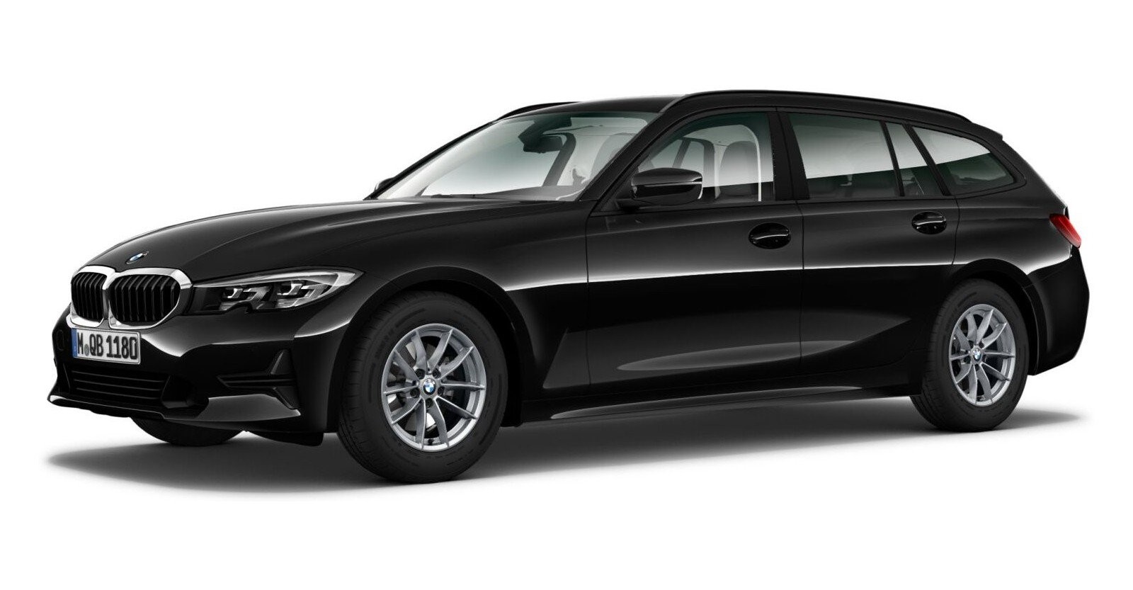 BMW 320d xDrive Touring in Schwarz von vorne