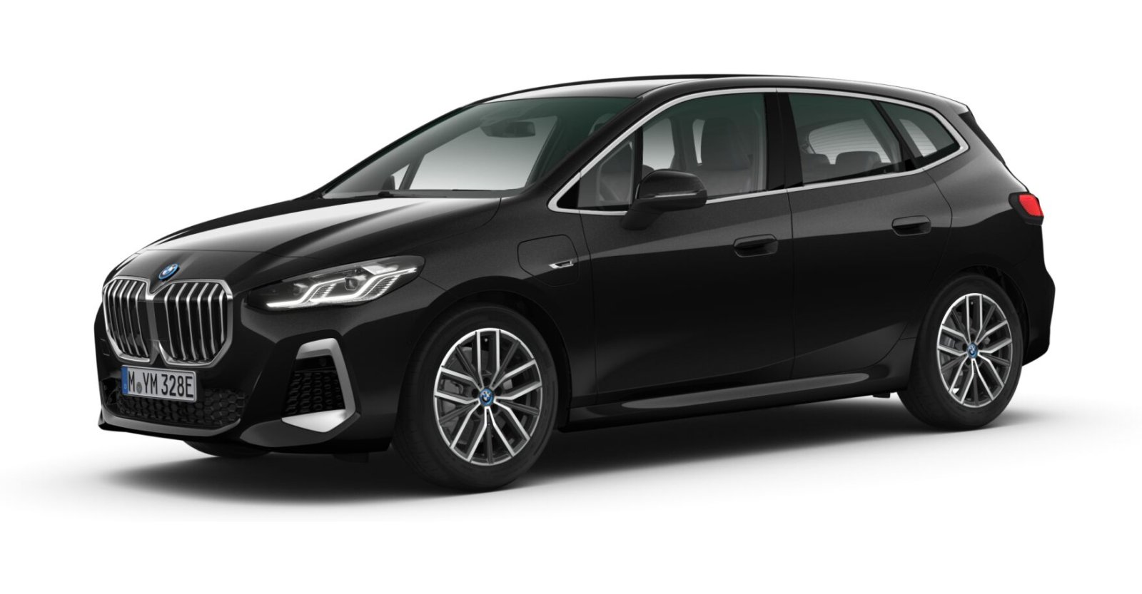 BMW 225e xDrive Active Tourer in Schwarz von vorne BMW 225e xDrive Active Tourer in Schwarz von vorne