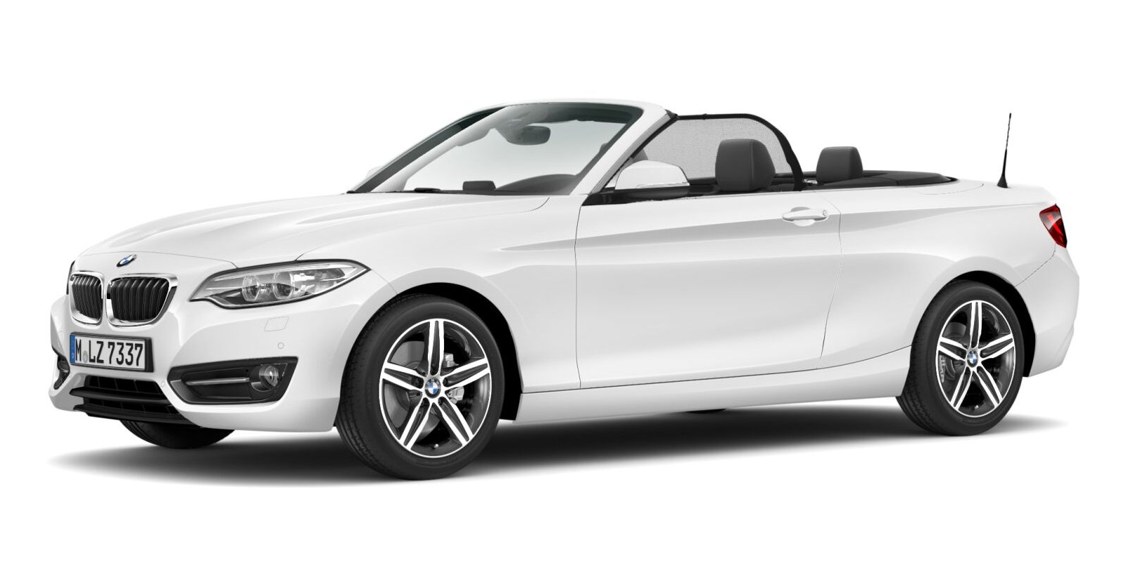 BMW 220i Cabrio in Weiß von vorne