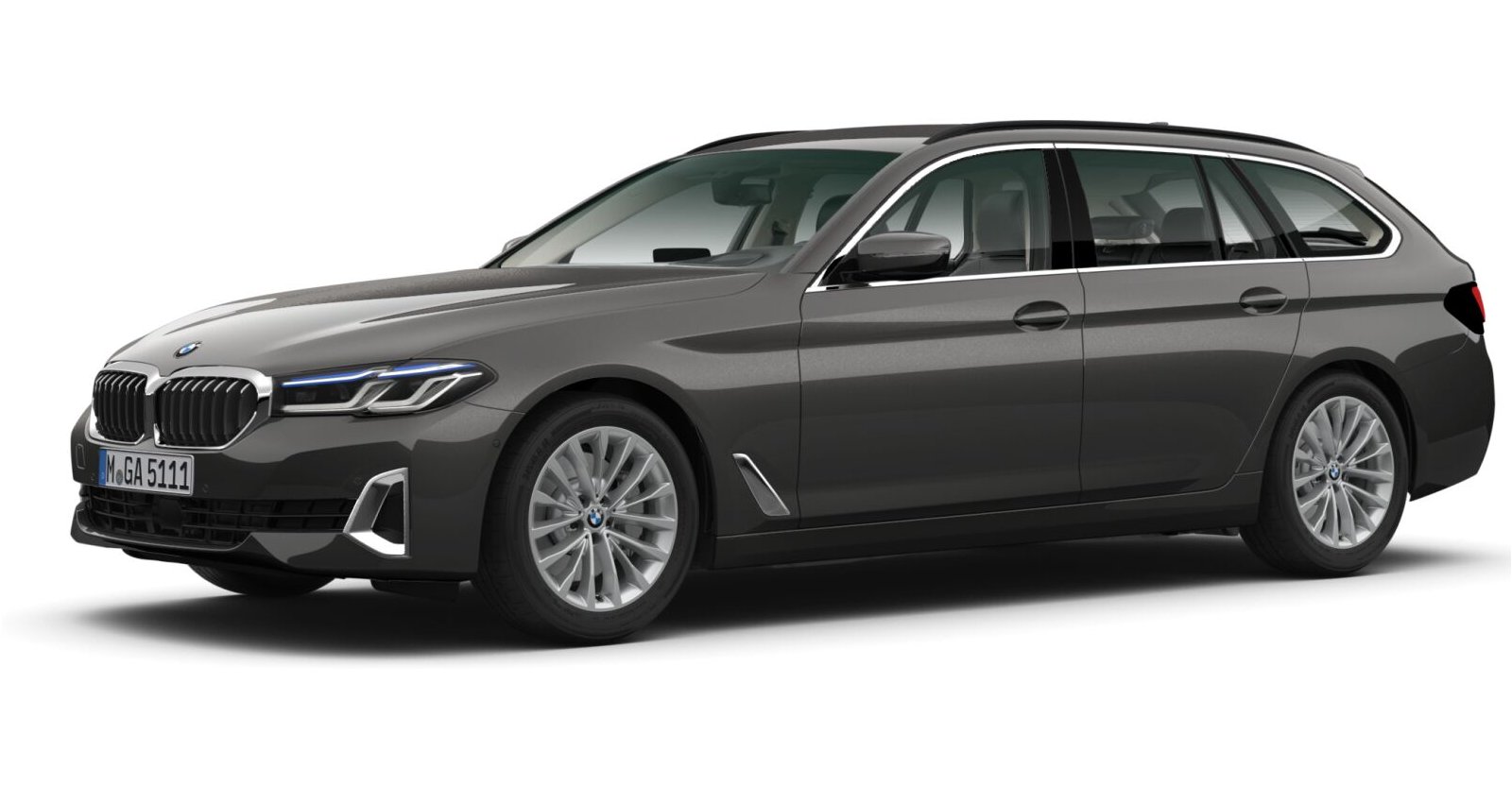 BMW 530i xDrive Touring in Grau von vorne