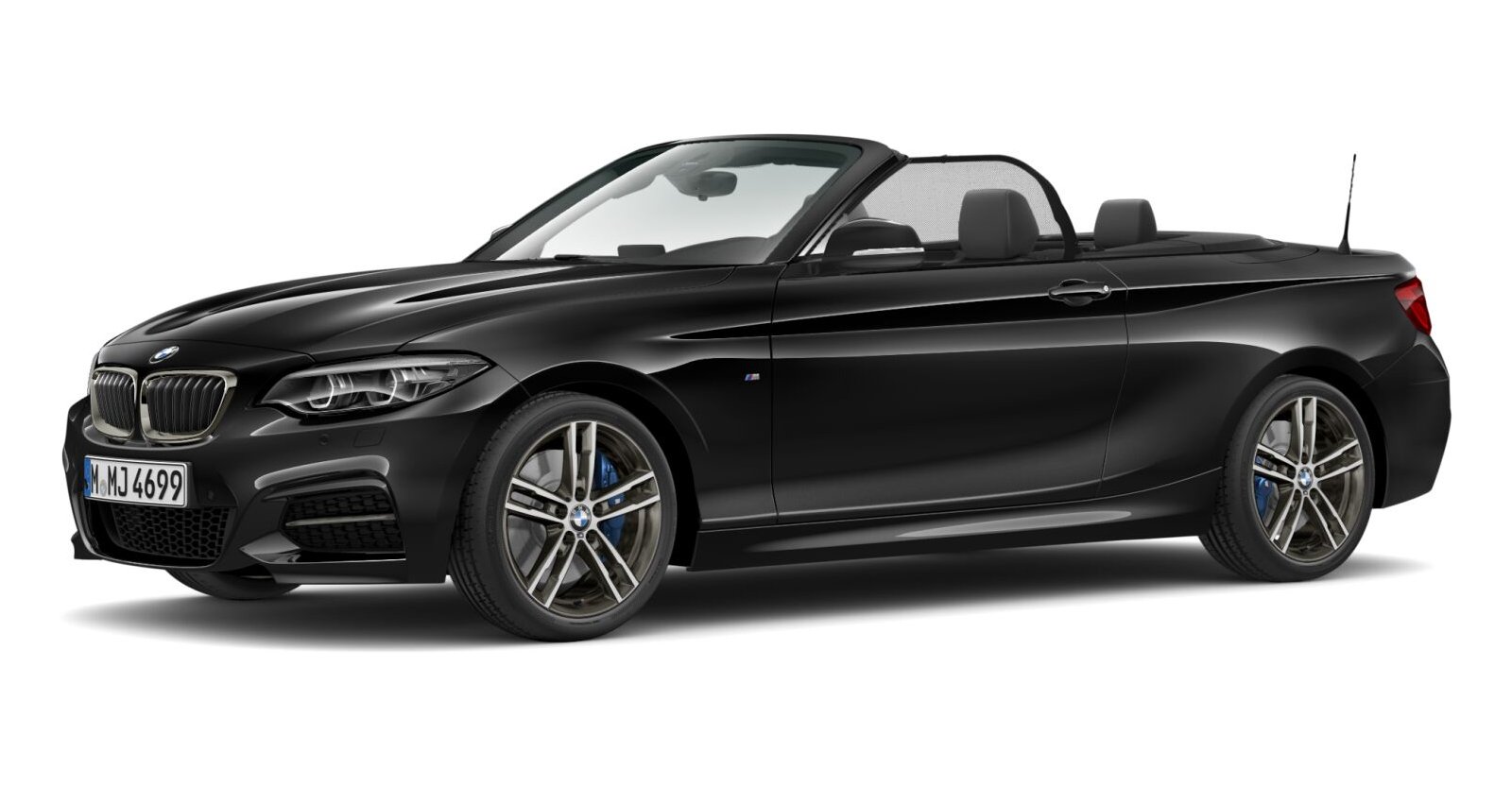 BMW M240i xDrive Cabrio in Schwarz von vorne