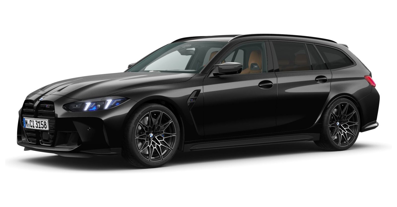 BMW M3 Competition Touring mit M xDrive in Schwarz von vorne