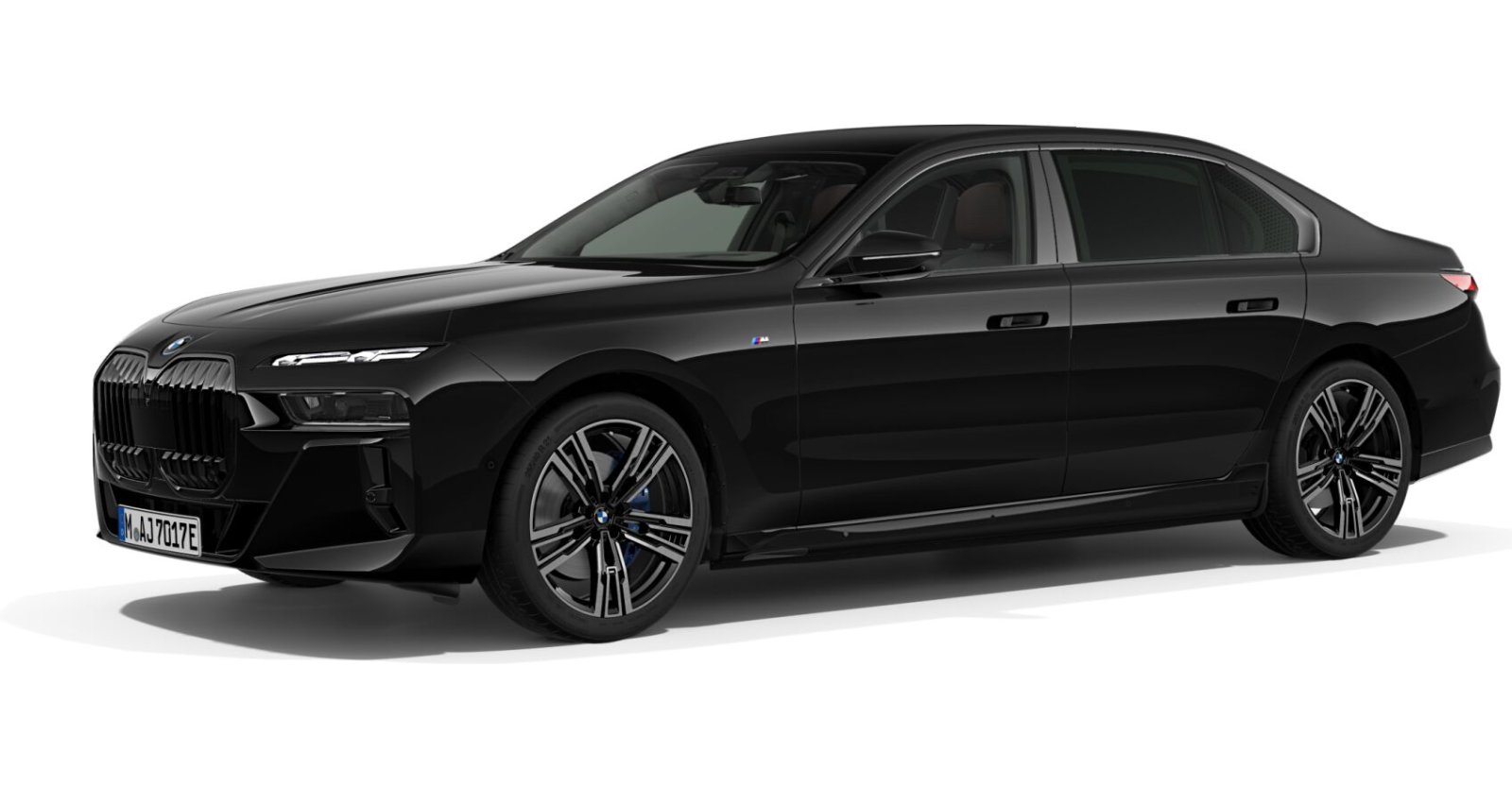 BMW i7 xDrive60 Limousine in Schwarz von vorne BMW i7 xDrive60 Limousine in Schwarz von vorne