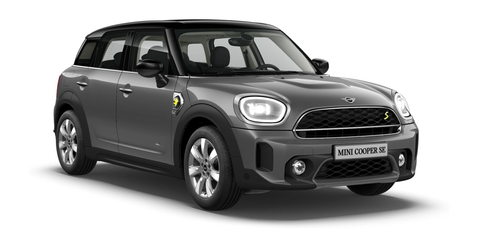 MINI Cooper SE Countryman ALL4 in Grau von vorne MINI Cooper SE Countryman ALL4 in Grau von vorne