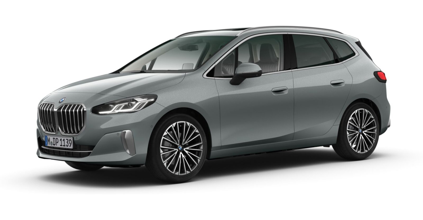 BMW 218d Active Tourer in Grau von vorne