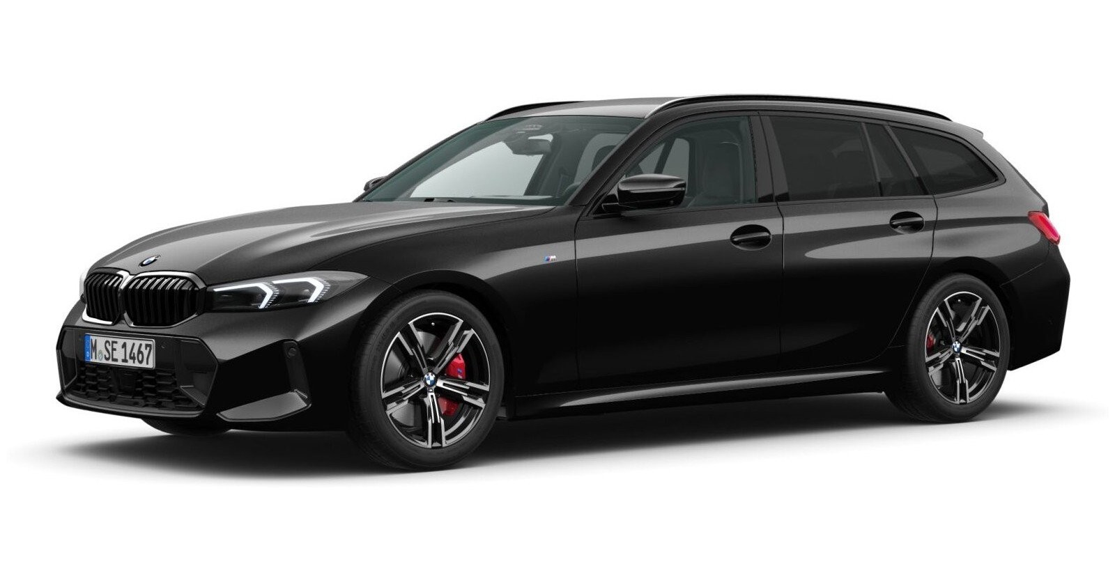 BMW 320d Touring in Schwarz von vorne