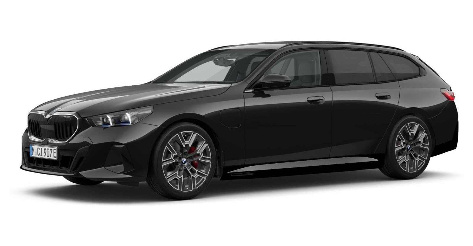 BMW 530e xDrive Touring in Schwarz von vorne BMW 530e xDrive Touring in Schwarz von vorne