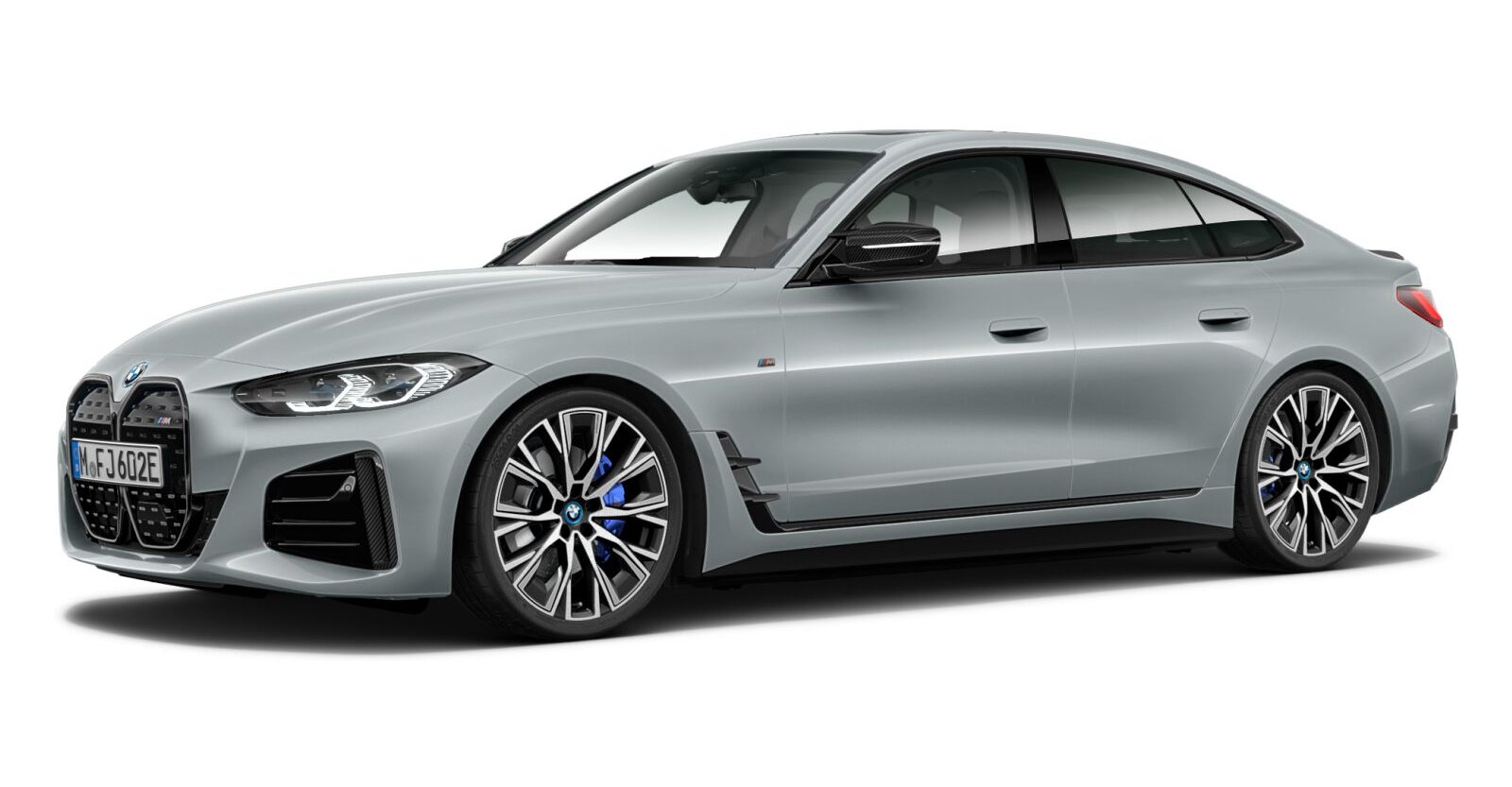 BMW i4 M50 Gran Coupé in Grau von vorne