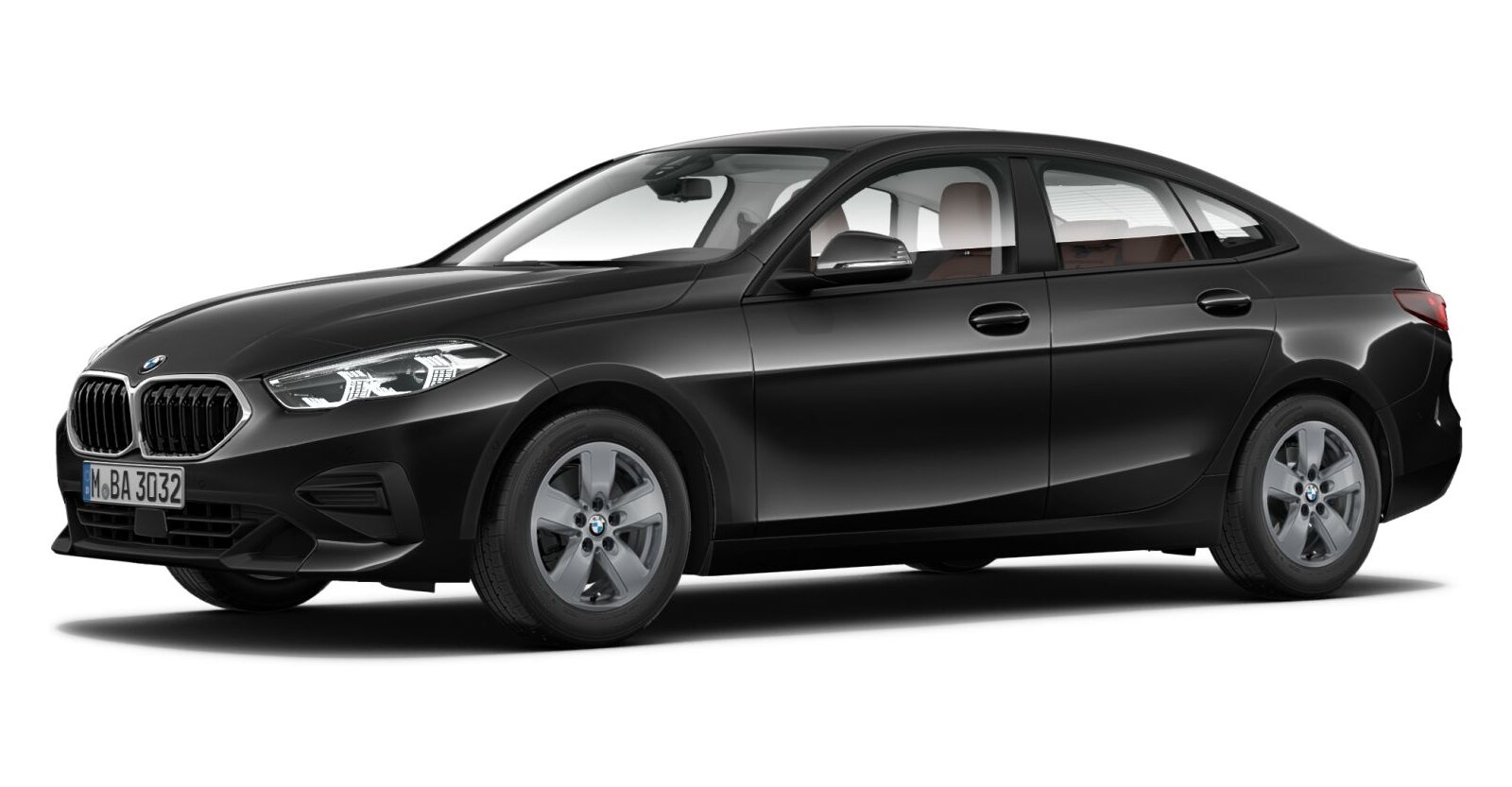 BMW 218i Gran Coupé in Schwarz von vorne BMW 218i Gran Coupé in Schwarz von vorne