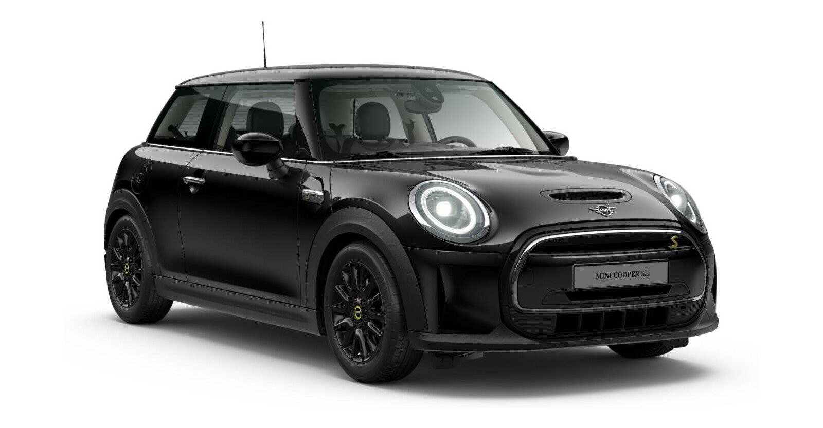 MINI Cooper SE in Schwarz von vorne