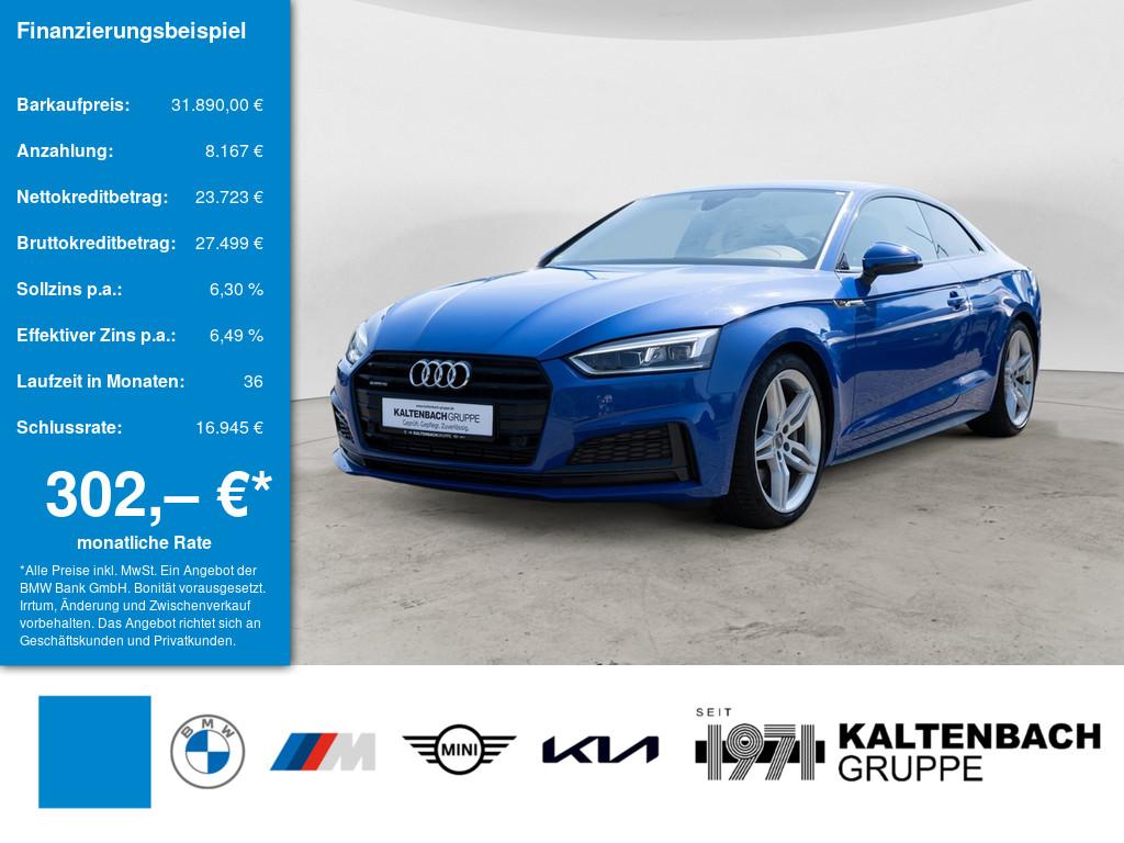 AUDI A5 Coupe 50 TDI quattro tiptronic sport S Line in Blau von vorne AUDI A5 Coupe 50 TDI quattro tiptronic sport S Line in Blau von vorne