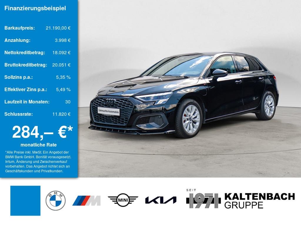 AUDI A3 Sportback 40 TFSI e in Schwarz von vorne