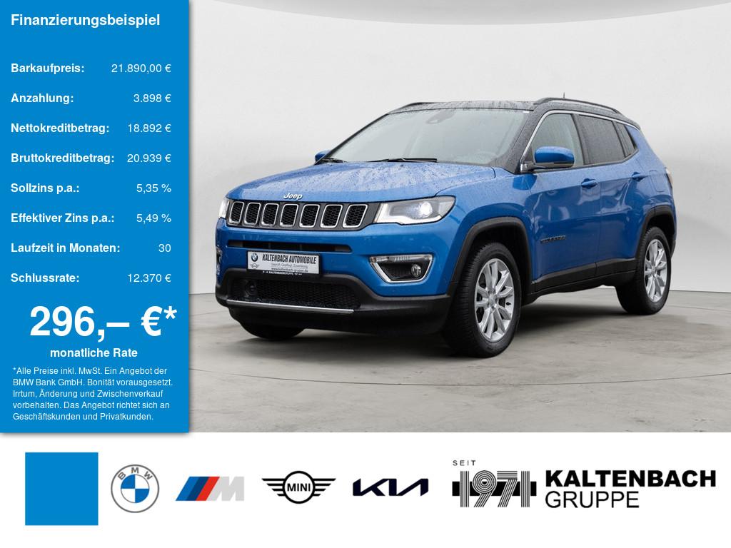 JEEP Compass 1.3 Limited Plug-In Hybrid 4WD in Blau von vorne JEEP Compass 1.3 Limited Plug-In Hybrid 4WD in Blau von vorne