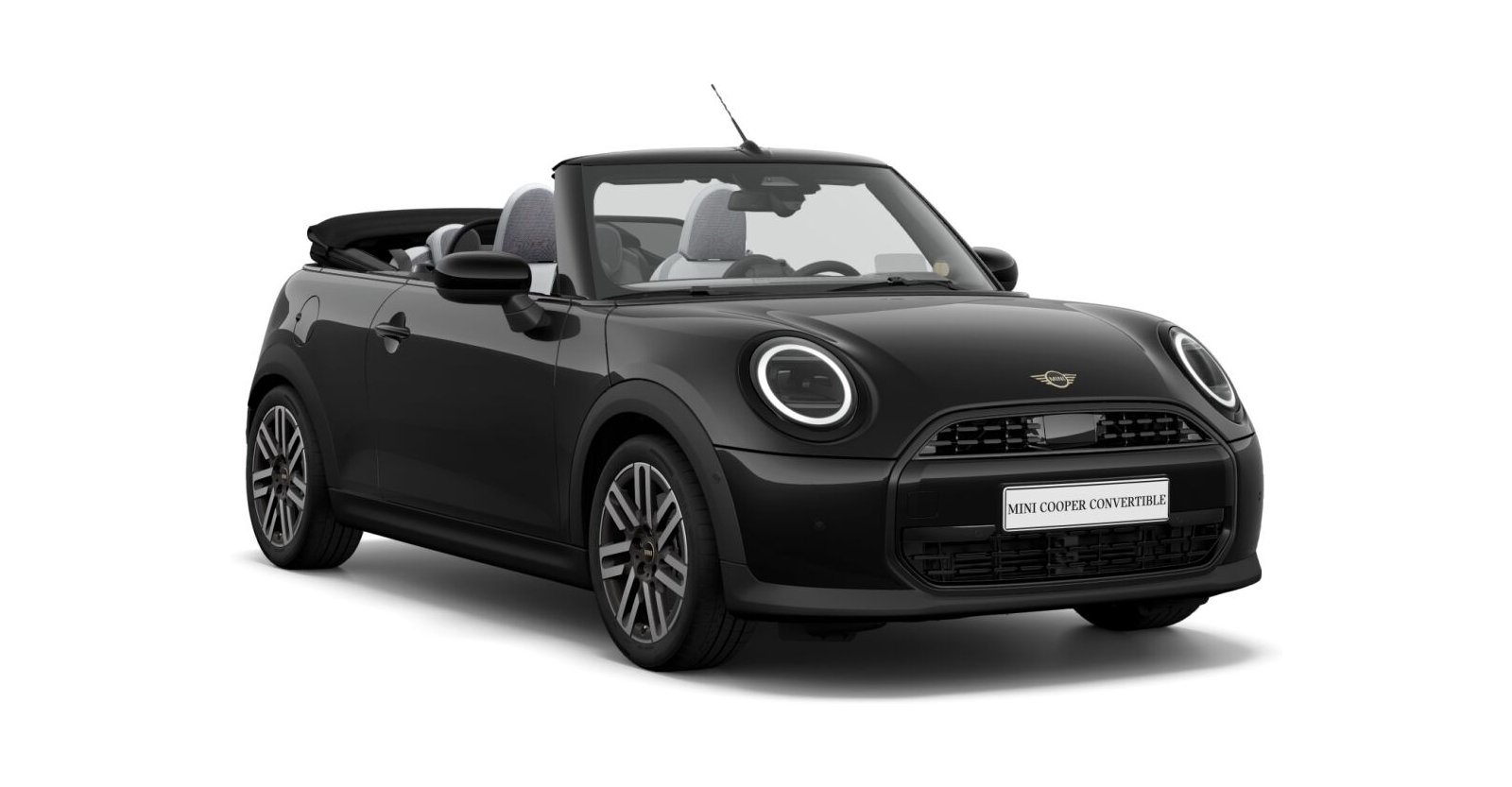 MINI Cooper C Cabrio in Schwarz von vorne MINI Cooper C Cabrio in Schwarz von vorne