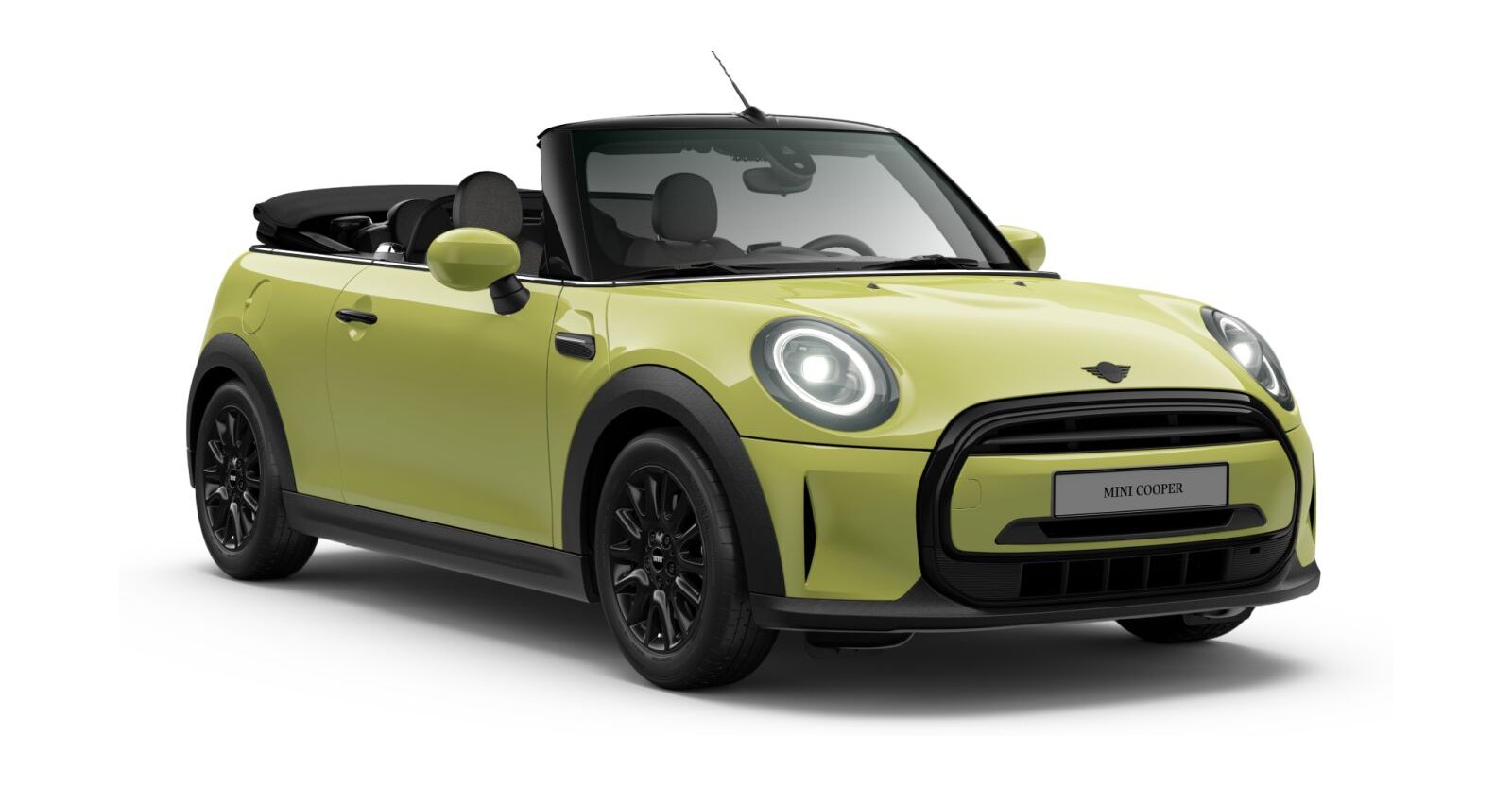 MINI Cooper Cabrio in Gelb von vorne