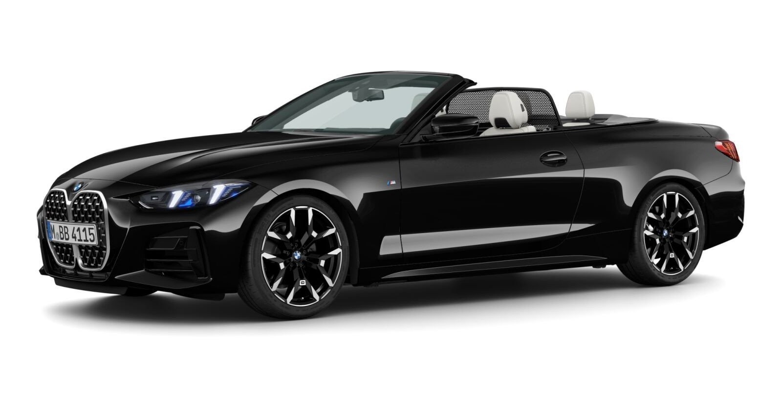 BMW 420i Cabrio in Schwarz von vorne