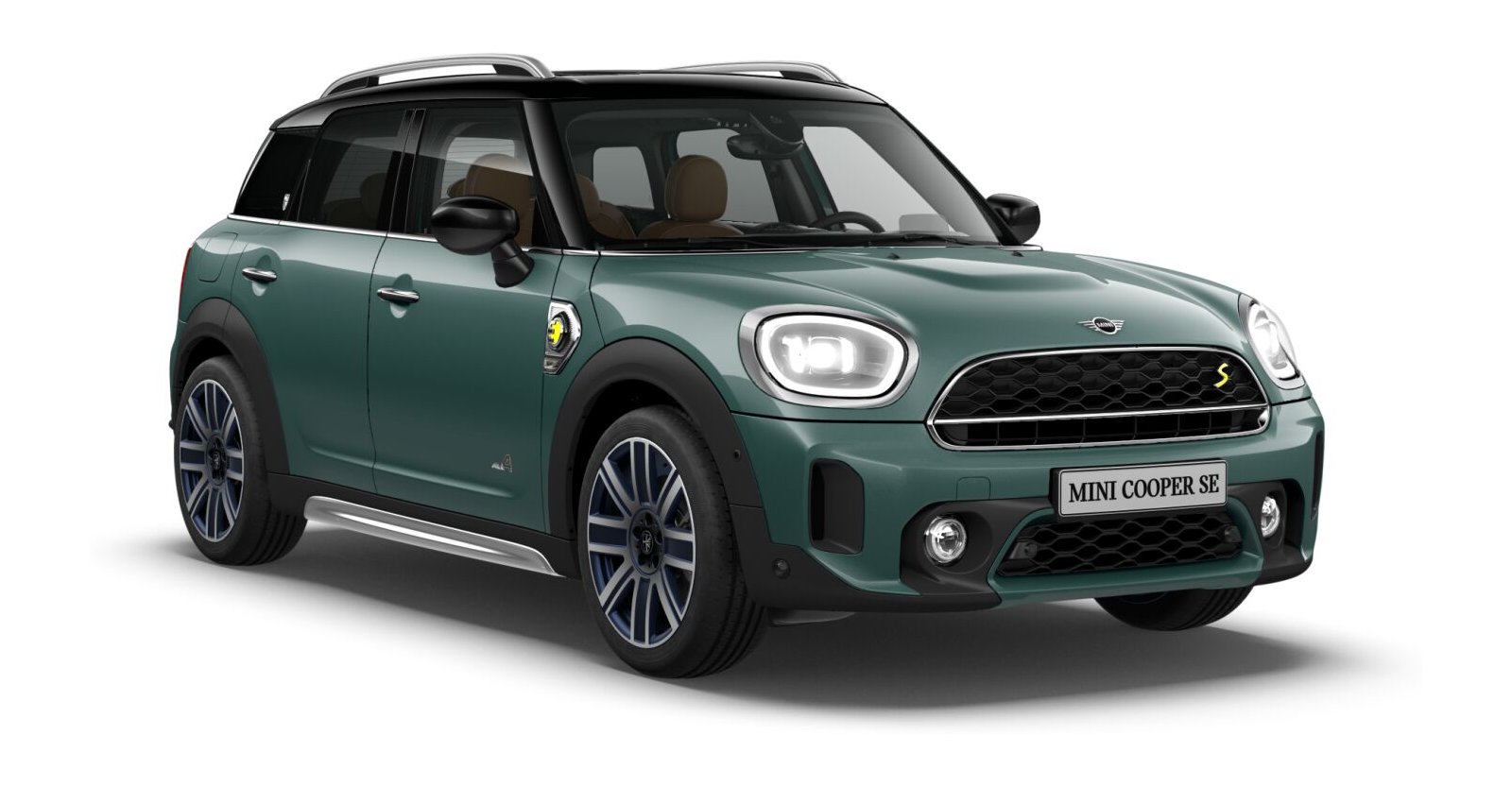 MINI Cooper SE Countryman ALL4 in Grün von vorne