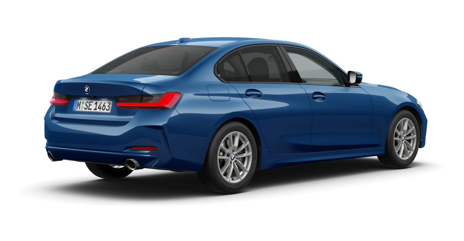 BMW BMW 3er in Blau von hinten BMW BMW 3er in Blau von hinten