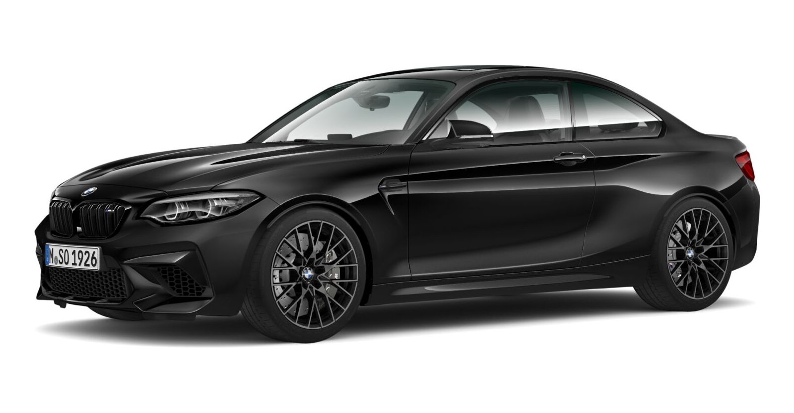 BMW M2 Competition Coupé in Schwarz von vorne