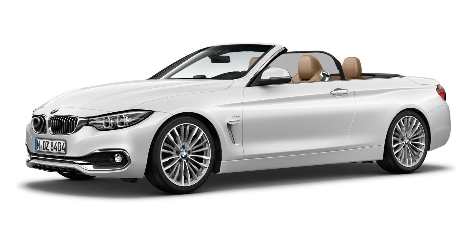 BMW 420i Cabrio in Weiß von vorne BMW 420i Cabrio in Weiß von vorne