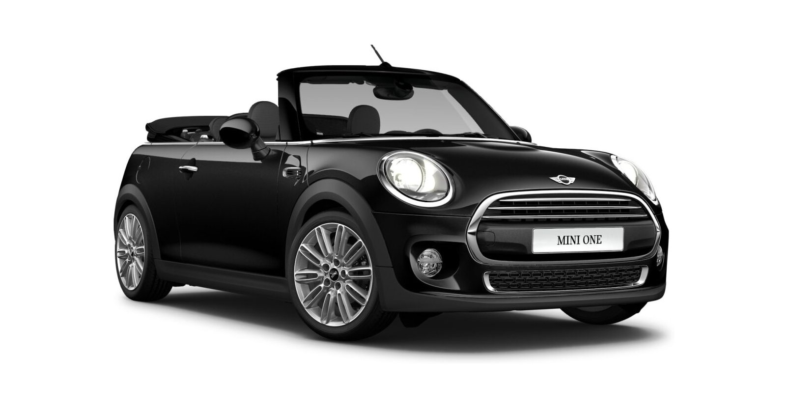 MINI One Cabrio in Schwarz von vorne